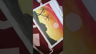 How to make a sunset scenery new oil pastels colour varun art studio shorts [upl. by Filbert]