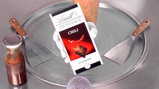 ASMR Sizzle amp Chill 30°C Lindt Chili Chocolate Visual Feast [upl. by Oralia935]