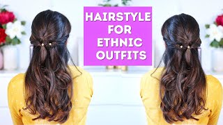 Simple Bridesmaid Hairstyle for Saree Easy Hairstyle for Lehenga Hairstyle for Girls Femirelle [upl. by Obeng]