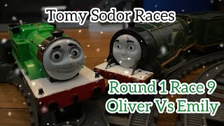 Tomy Sodor Races  Round 1 Race 9  Oliver Vs Emily [upl. by Wulfe]