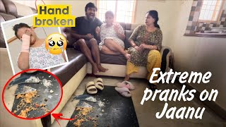 Extreme Pranks on Jaanu for 24 Hours 🤣 Semma tension aita  ramwithjaanu [upl. by Aleahc]