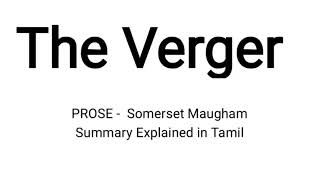 The Verger short story By Somerset Maugham summary explained [upl. by Kehr80]