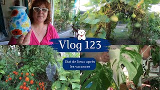 VLOG 123🌿Comment vont mes plantes le jardin et le potager après les vacances😃 VIDE GRENIER et TARTE [upl. by Hallvard]