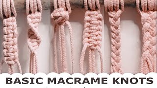 DIY  BASIC MACRAME KNOTS  MACRAME ZÁKLADNÍ UZLY  FOR BEGINNER  Macrame in hand [upl. by Nwonknu67]