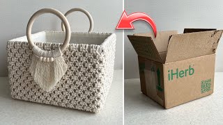 NONSTANDARD USE OF MACRAME PATTERN  STORAGE BASKET IDEA [upl. by Aral]