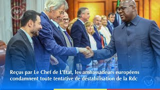 Ambassadeurs européens reçus par le Chef de lÉtat condamnent la déstabilisation de la RDC [upl. by Nednerb]