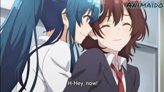 anime yuri Moment 1  jakuchara tomozakikun  hanabi x aoi x minami  anime kiss moments [upl. by Mokas]