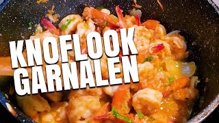 Recept  Knoflook Garnalen  Garlic Shrimp  Ffe Anders  Food amp Travel [upl. by Ardnasxela833]