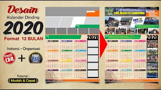 Template Desain Kalender Dinding 2020 Format 12 Bulan Free CDR dan Free PSD [upl. by Ened799]