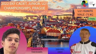 Giannakos T GRE  Simunec D CRO  U21 MALE KUMITE 75 Kg  FINAL  2022 EKF PRAGUE [upl. by Akinhoj387]