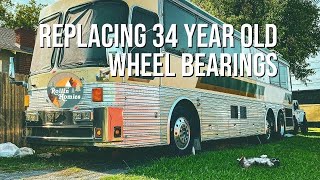 Replacing hub seals bearings races and brake drum pads \\ Eagle bus maintenance [upl. by Sirrep]