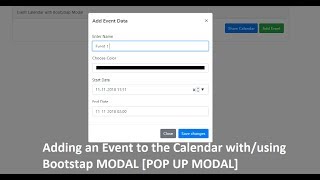 Event Calendar with Bootstrap Modal  Add event data full Calendar [upl. by Nauwtna927]