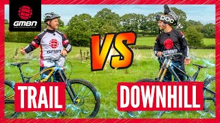 Trail Bike Vs Downhill Mountain Bike Challenges [upl. by Ylelhsa68]