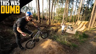 RIDING SCARY DOWNHILL JUMPS ON THE TINY 16 INCH MINI BIKE [upl. by Aznola]