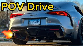 SINGLE EXIT SP1R EXHAUST  POV DRIVE A90 SUPRA SOUNDS INSANE [upl. by Nileuqaj]