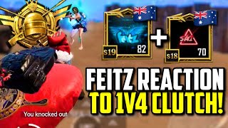 FEITZ REACTION TO INSANE 1V4 CLUTCH IN 36 KILL GAMEPLAY  PUBG Mobile [upl. by Akym]