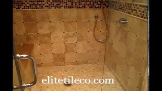 Limestone Travertine tile master Bathroom and showerstall [upl. by Sivrad]