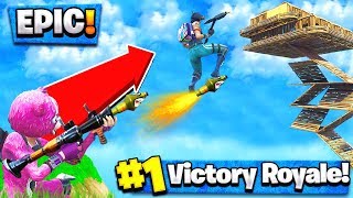 ROCKET RIDING MY BROTHER TO A SKY BASE in Fortnite Battle Royale EPIC [upl. by Akeemahs]