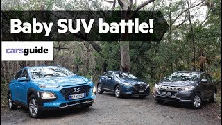 Hyundai Kona vs Honda HRV vs Mazda CX3 2019 comparison review [upl. by Aylward]