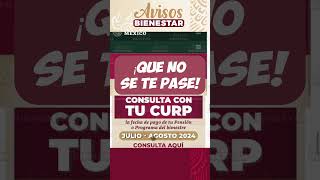 ¡CONSULTA CON TU CURP para recibir la pension bienestar JULIO  AGOSTO adultos mayores [upl. by Therese548]