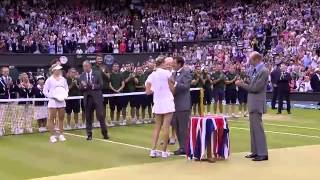 Petra Kvitova receives the Wimbledon trophy  Wimbledon 2014 [upl. by Jarlathus]