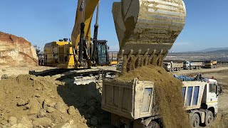 Caterpillar 6015B Excavator Loading Mercedes amp MAN Trucks  Sotiriadis Mining Works [upl. by Sokairyk]