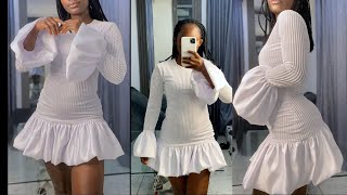 How To Cut And Sew A Drop Waist Stylish Mini Dress With Flute Sleeves [upl. by Peltz]