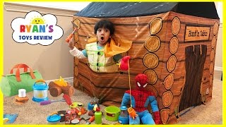 Pretend Play Food Toy Camping amp Fishing Fun Activities for Kids Cooking Kinder Egg Surprise Toys [upl. by Demha]