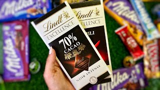 Satisfying Lindt chocolate unboxing ASMR unpacking dark chocolate amp candy [upl. by Gery]