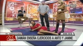 Damián Bodenhöfer enseña ejercicios a Antonella Ríos y Janine Leal [upl. by Esialb]