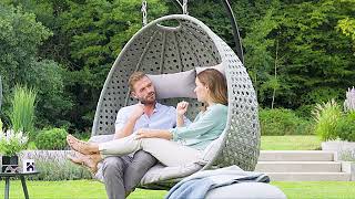 Polyrattan Hängesessel TWIN  Grau  Home Deluxe [upl. by Isus517]