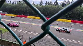 Spa 24 Hours 2021 CRASH involving Jack Aitken Franck Perera Davide Rigon amp Kevin Estre [upl. by Ihtak]