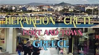 4K Heraklion Crete Port and Walking in Town  Greece [upl. by Esbensen]