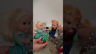 Elsa amp Anna toddlers are removing Christmas decorations shorts elsa anna [upl. by Jamin]