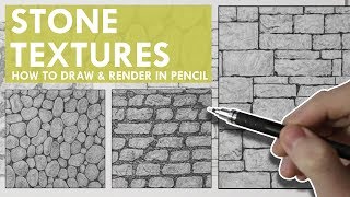 How To Draw amp Render Realistic STONE TEXTURES in Pencil [upl. by Aspia]