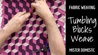 Fabric Weaving Tumbling Blocks Weave Using Solid Fabric with Mx Domestic [upl. by Castera]