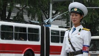 North Korea DPRK Pyongyang Traffic Girl Summer Uniform [upl. by Chisholm]