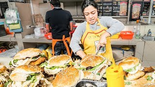 GOD LEVEL Street Food in Mexico  Sandwich NINJA with SUPER FAST Cutting Skills  Mexican Chicken [upl. by Desirae]