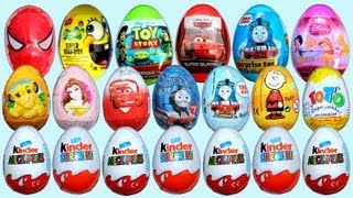 20 Surprise Eggs 7 Kinder Surprise Disney Pixar Cars 2 Thomas Spongebob [upl. by Isac439]