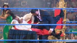 Batista smashes King Booker through a table during contract signing SmackDown Sept 1 2006 [upl. by Lamar435]