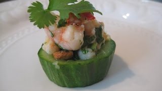 How To Make Canapes  Prawn and Cucumber cups [upl. by Yila]