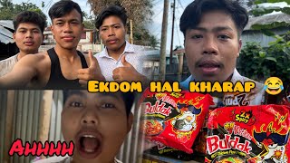 2X SPICY KOREAN RAMEN CHALLENGE WITH MY FRIENDS 🥵vlog54 [upl. by Elamrej]