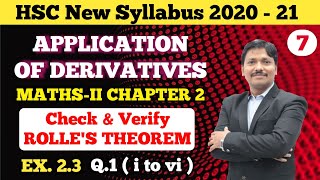 Application of Derivatives Ex23 Part 7 ROLLES THEOREM  12th New Syllabus Maharashtra Dinesh Sir [upl. by Reivaxe]