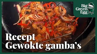 Heerlijke GEWOKTE GAMBAS met noedels Snel maar lekker [upl. by Ojyllek424]