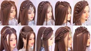 10 super Elegant open hairstyle for Diwali l bridal hairstyles kashees l engagement look [upl. by Jochbed]