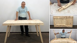 MESA CON PATAS PLEGABLES DE MADERA PASO A PASO FÁCIL  TUTORIAL DE CARPINTERÍA [upl. by Alys570]