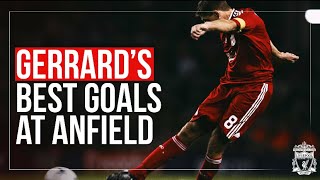 Steven Gerrards BEST GOALS at Anfield  Longrange rockets solo runs freekicks [upl. by Grannias]