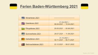 Ferien Baden Württemberg 2021 [upl. by Jegger]