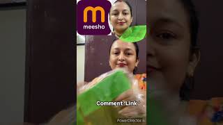 Green tant saree from Meesho unboxing saree meesho shorts [upl. by Orban]