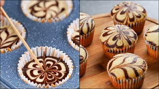 MARBLE CUPCAKES RECIPE  SUPER SOFT amp FLUFFY MARBLE CUPCAKE RECIPE  CHOCOLATE SWIRL CUP CAKE RECIPE [upl. by Chiaki]